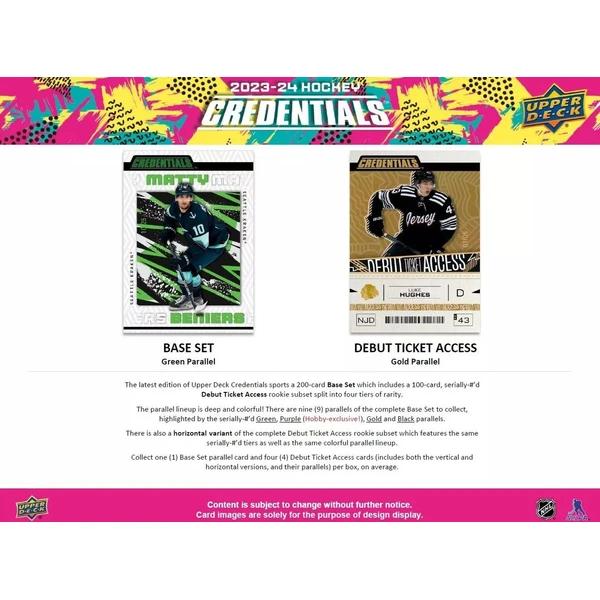 Hokejové karty 2023-24 Upper Deck Credentials Hockey Hobby Box - Hokejové karty - Obrázek X1M8000L01