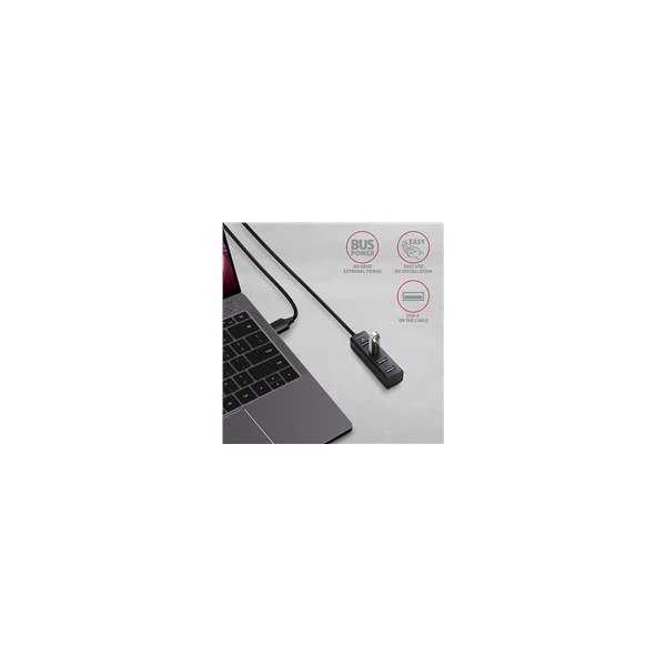 AXAGON USB MINI hub 4x USB 3.2 Gen 1 kovový USB-A 1.2m černý - USB huby - Obrázek X260700301