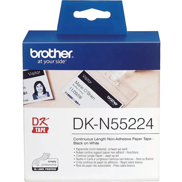 Brother DK-N55224 nelepivá páska černá na bílé 54 mm - Pásky pro štítkovače - Obrázek X2I9000P01