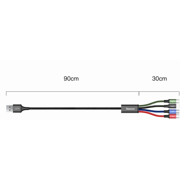 Baseus Fast 4v1 napájecí kabel 1,2m černý - Kabely a redukce - Obrázek X2RR000501