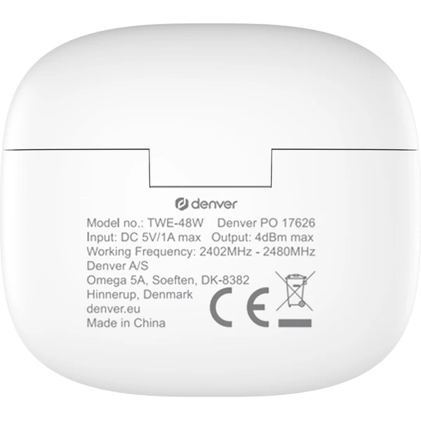 Denver TWE-48 bezdrátová sluchátka bílá - Sluchátka - Obrázek X3AF000J01