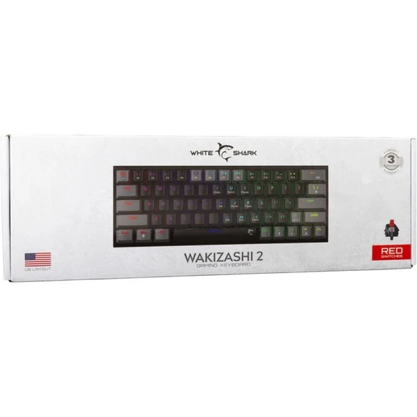White Shark WAKIZASHI 2 herní mechanická klávesnice (US) (RED switch) černošedá - Klávesnice - Obrázek X3MD000J01