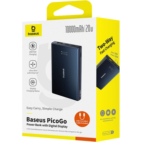 Baseus PicoGo powerbanka 10000mAh 20W USB-C černá - Powerbanky - Obrázek X4AE000N01