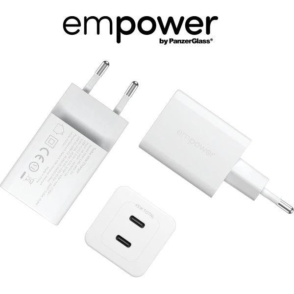PanzerGlass® empower nabíječka Turbo GaN (45 W) 2x USB-C, bílá - Nabíječky - Obrázek X53J000K01