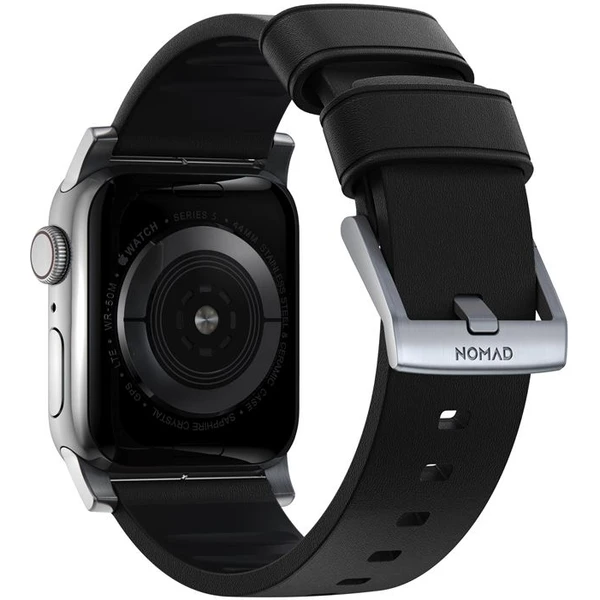 Nomad Active Strap Pro hydrofobní kožený řemínek Apple Watch 49/45/44/42mm černý/stříbrný - Řemínky - Obrázek X6G1000K01