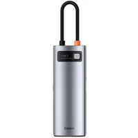 Baseus Metal Gleam Series 7v1 HUB Type-C (USB-C PD 100W, USB-C, 2* USB 3.0, HDMI, SD TF port) šedý - USB huby