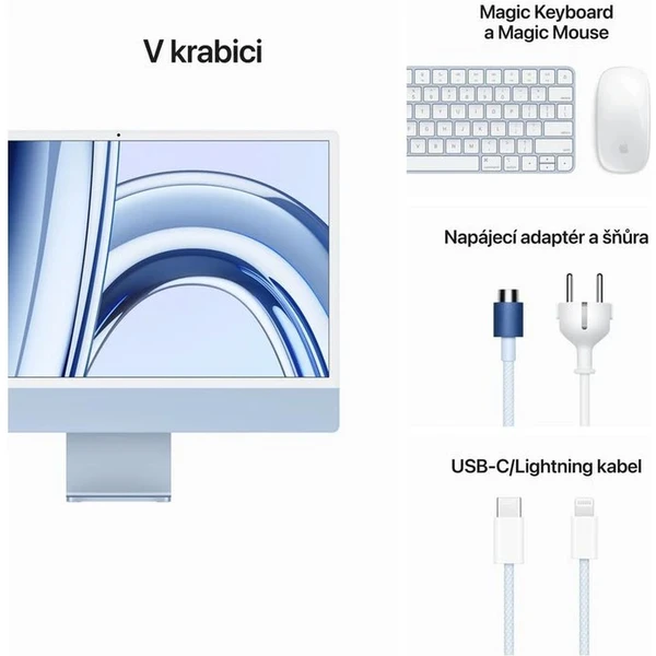 CTO Apple iMac 24" (2023) / Modrý / 16GB / Mouse / CZ Touch ID NUM KLV / Stojan / 256GB SSD - All-in-one - Obrázek X7R2000P01