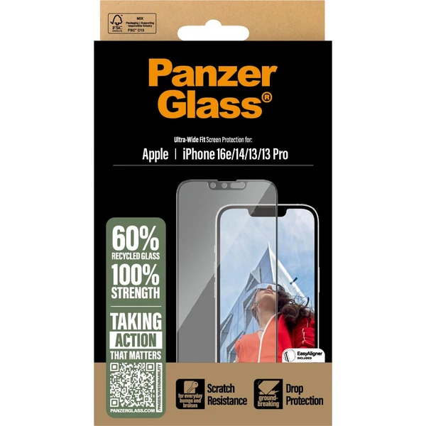 PanzerGlass® Ultra-Wide Fit sklo Apple iPhone 17e/16e/14/13/13 Pro s instalačním rámečkem - Ochranné folie a skla - Obrázek X8GD000J01