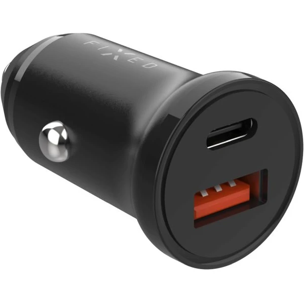 FIXED autonabíječka s USB-C a USB výstupem a podporou PD, 20W černá - Nabíječky - Obrázek X8O2000P01