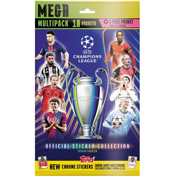 Fotbalové samolepky Topps Champions League 2025 Mega Multipack