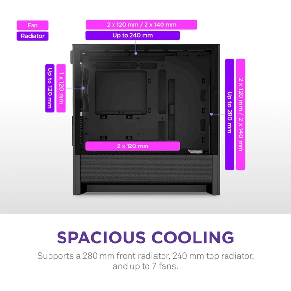 NZXT H3 Flow černá - Počítačové skříně - Obrázek XC7K000K01