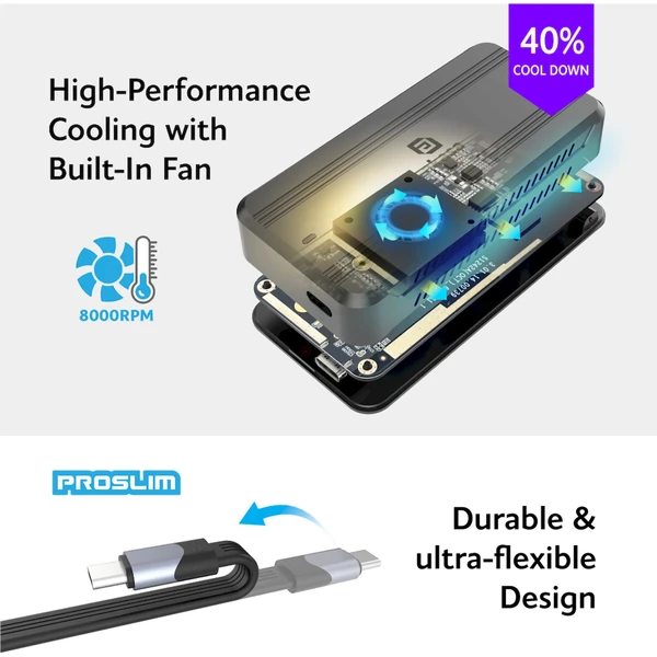 Akasa M.2 PCIe NVMe SSD Alu kryt 40GB/s - Externí boxy - Obrázek XE4J000K01