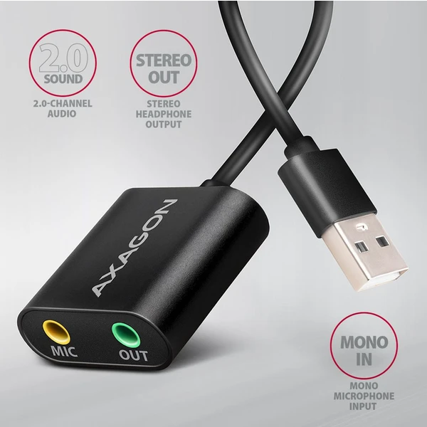 AXAGON externí zvuková karta USB 2.0 15 cm - Zvukové karty - Obrázek XED0700301