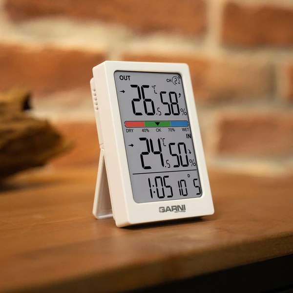 GARNI 155TH bezdrátový digitální teploměr s vlhkoměrem bílý - Meteostanice - Obrázek XEJG000K01