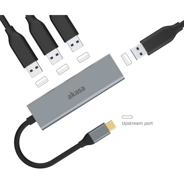 Akasa hub USB Type-C, 4x USB 3.0, 18cm - USB huby - Obrázek XF6X600301