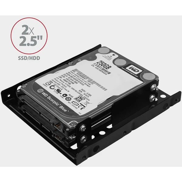 AXAGON RHD225 kovový rámeček pro 2x 2.5' HDD/SSD do 3.5' pozice montáž ventilátoru - Rámečky na disky - Obrázek XF7HF00101