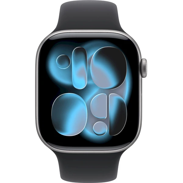 Apple Watch Series 11 Cellular (42mm) Vesmírně šedý hliník s černým sportovním řemínkem S/M - Chytré hodinky - Obrázek XFQH000K01