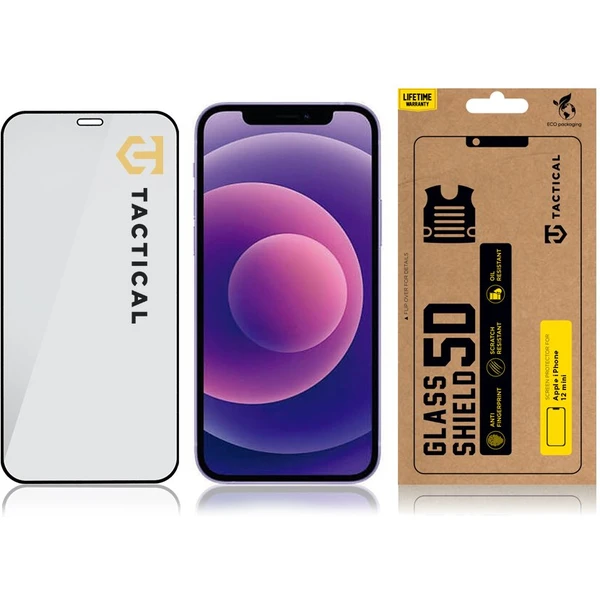 Tactical Glass Shield 5D sklo pro iPhone 12 Mini černé - Ochranné folie a skla - Obrázek XFY4000701