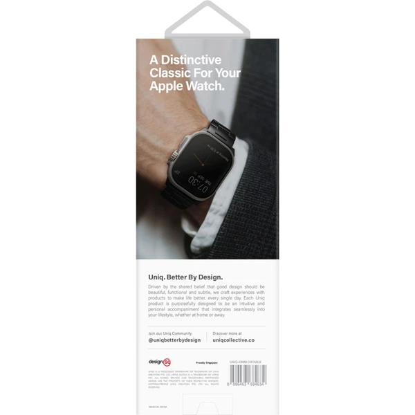 UNIQ Osta článkový ocelový řemínek Apple Watch 49/46/45/44/42mm černý - Řemínky - Obrázek XG00000K01