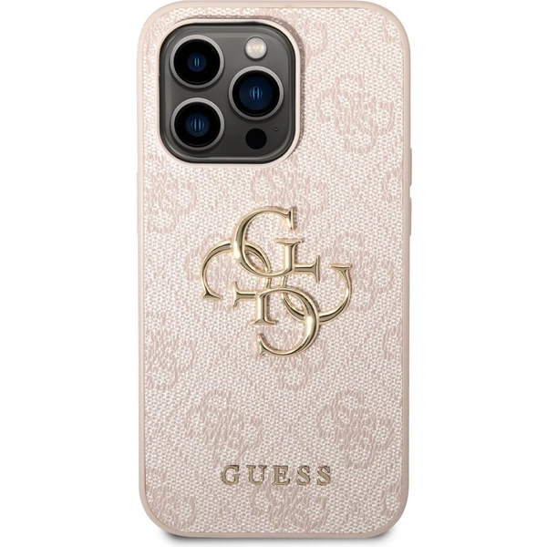 Guess PU 4G Metal Logo kryt iPhone 14 Pro Max růžový - Pouzdra - Obrázek XHUF100501