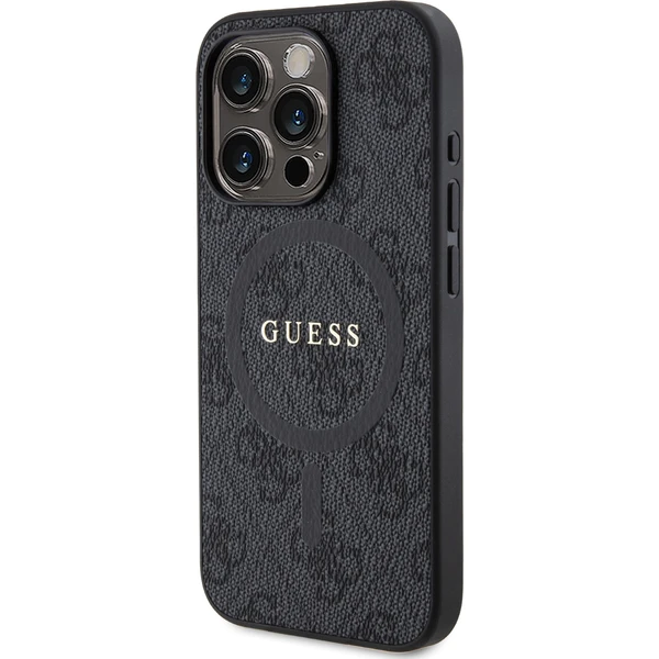 Guess PU Leather 4G Colored Ring MagSafe kryt iPhone 15 Pro černý - Pouzdra - Obrázek XI72000N01