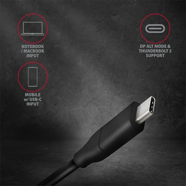 AXAGON USB-C/DisplayPort 1.2 kabel 4K 1,8m černý - Kabely a redukce - Obrázek XI7HF00101