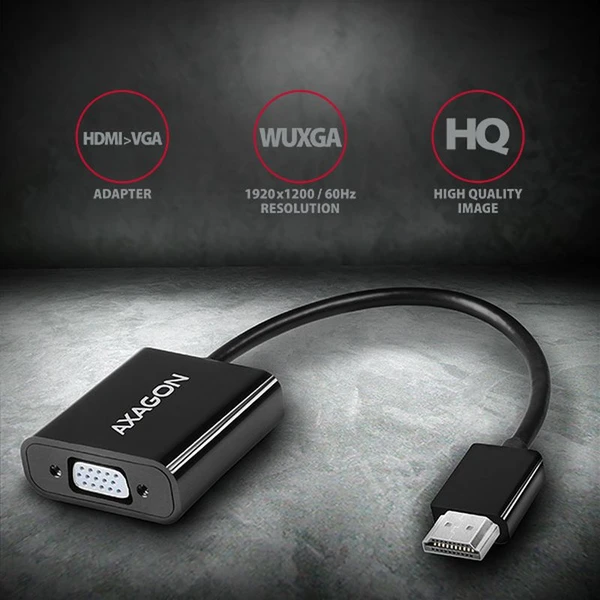 AXAGON HDMI/VGA redukce 0,2m černá - Kabely a redukce - Obrázek XJ7HF00101