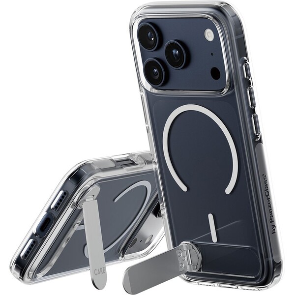 PanzerGlass® CARE Kickstand kryt s MagSafe Apple iPhone 17 Pro stříbrný/bílý