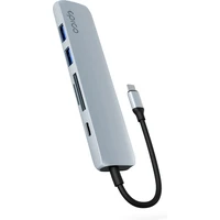 iWant by Epico 6v1 hliníkový hub 8K s USB-C blankytně modrý - USB huby