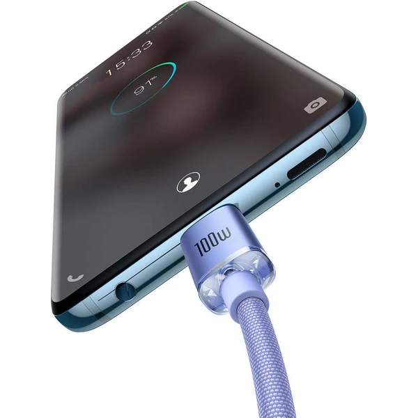 Baseus Crystal Shine USB-C/USB-C napájecí kabel 100W 1,2m fialový - Kabely a redukce - Obrázek XLRL100501