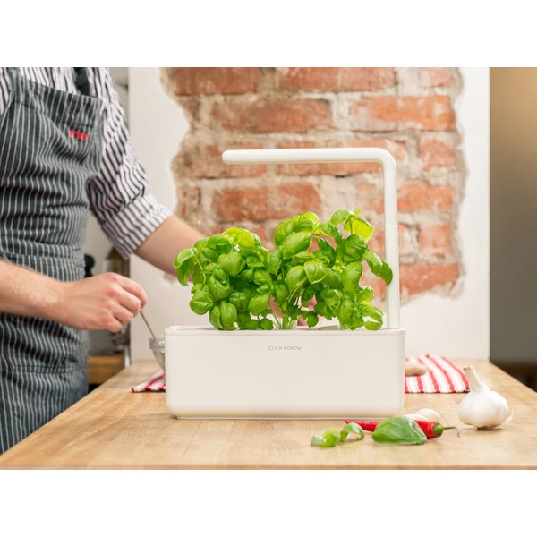 Click and Grow Smart Garden 3 chytrý květináč + 3ks kapslí se semínky bazalky šedý - Květináče - Obrázek XMLQ000401