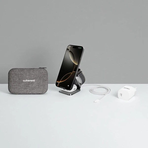Cubenest SQ312 Ultra Qi2.2 (MagSafe) 3v1 nabíječka (35W) šedá - Nabíječky - Obrázek XO5I000K01