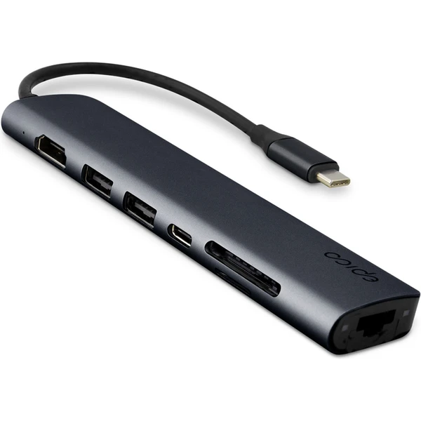 iWant by Epico 7v1 multimediální hub 8K s USB-C temně inkoustový - USB huby - Obrázek XQEK000K01
