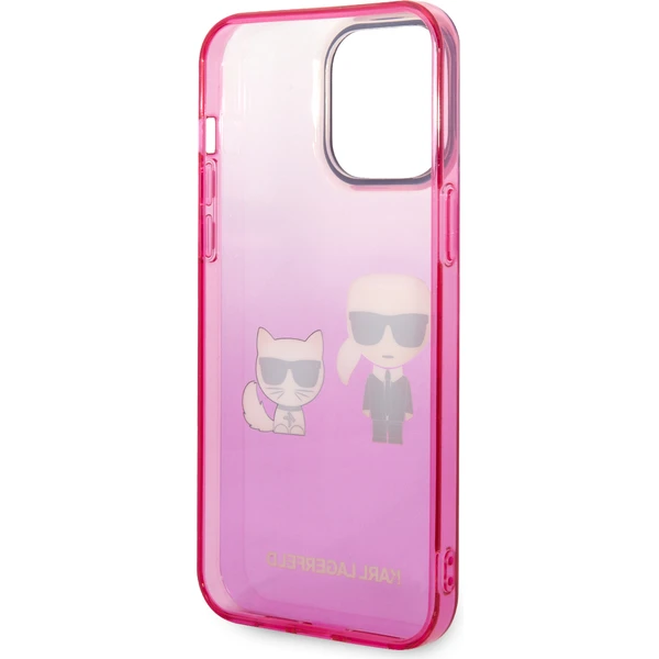 Karl Lagerfeld Gradient Karl and Choupette kryt iPhone 14 Pro Max růžový - Pouzdra - Obrázek XQVI300401