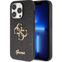 Guess PU Fixed Glitter 4G Metal Logo kryt iPhone 15 Pro Max černý - Pouzdra