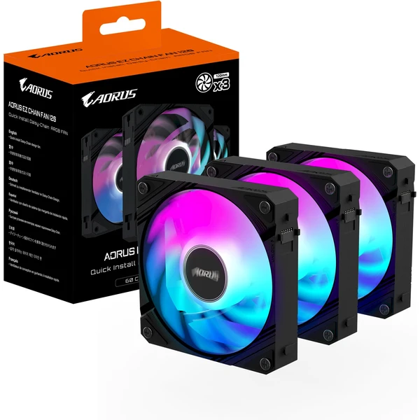 GIGABYTE AORUS EZ CHAIN FAN 120 (3-Pack) - Ventilátory pro PC - Obrázek XU5H000K01