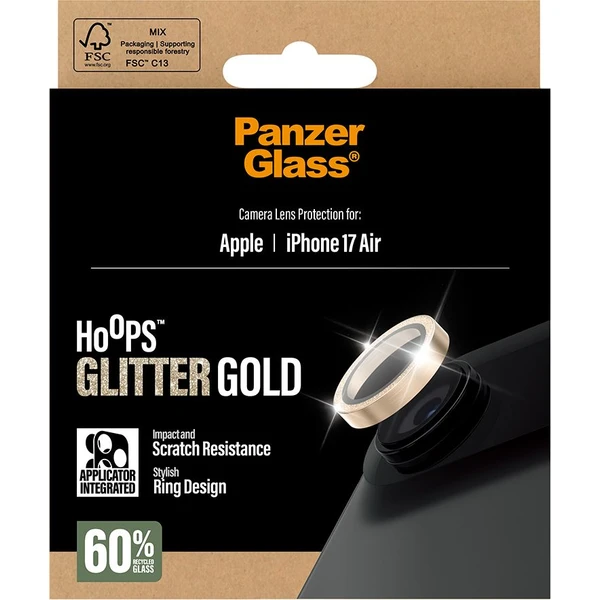 PanzerGlass® Hoops skla Apple iPhone Air třpytivě zlaté - Ochranné folie a skla - Obrázek XVEH000K01