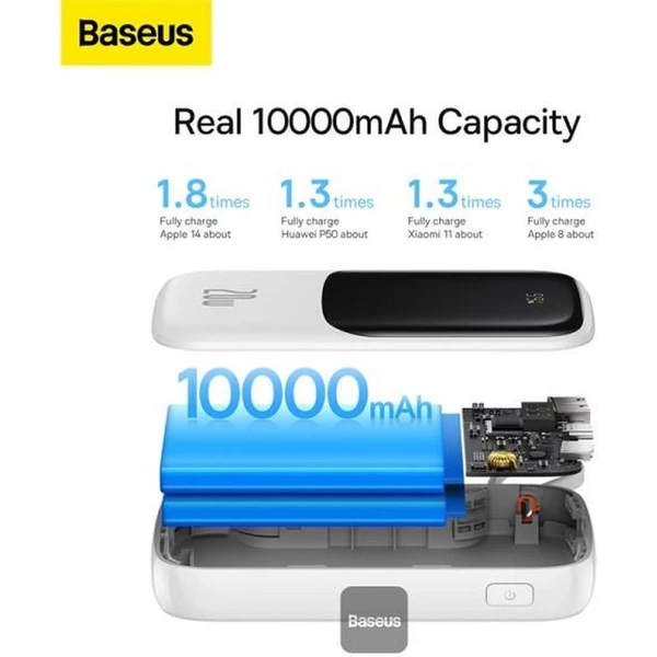 Baseus Qpow Pro 10000mAh, 20W, s kabelem Lightning bílá - Powerbanky - Obrázek XVHL000K01