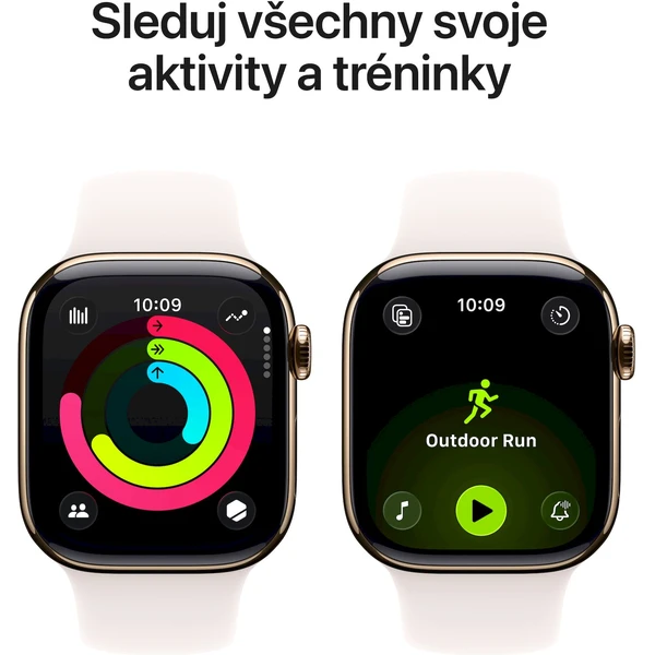 Apple Watch Series 11 Cellular (46mm) Zlatý Titan se světle ruměným sportovním řemínkem S/M - Chytré hodinky - Obrázek XYRH000K01