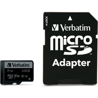 VERBATIM MicroSDXC karta 64GB Pro + SD adaptér - Paměťové karty