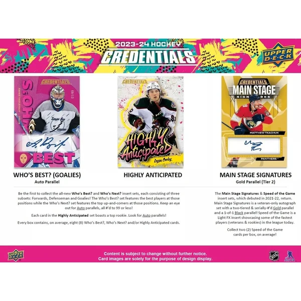 Hokejové karty 2023-24 Upper Deck Credentials Hockey Hobby Box - Hokejové karty - Obrázek Y1M8000L01
