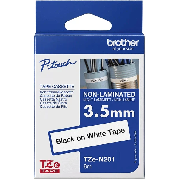 Brother TZe-N201 páska černá na bílém 3,5 mm - Pásky pro štítkovače - Obrázek Y1OB000K01