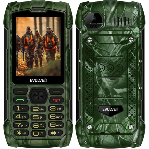 EVOLVEO StrongPhone H1 vodotěsný odolný Dual SIM telefon lovecká kamufláž Zelená