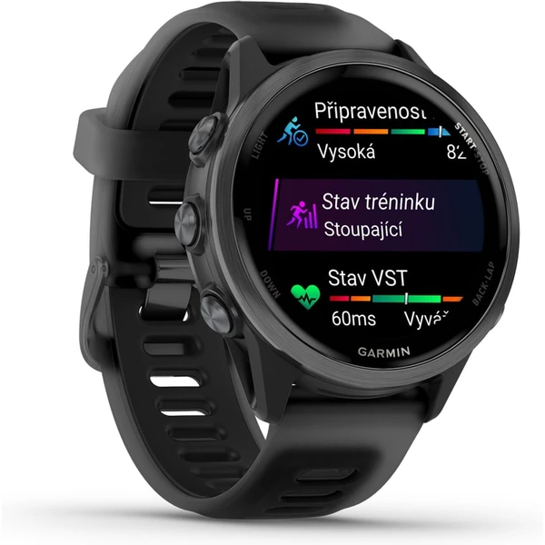 Garmin Forerunner 570 42 mm tmavě šedá hliníková luneta s černým poloprůhledným řemínkem - Chytré hodinky - Obrázek Y2HF000P01