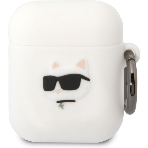Karl Lagerfeld AirPods 1/2 cover Silicone Choupette Head 3D KLA2RUNCHH Bílá