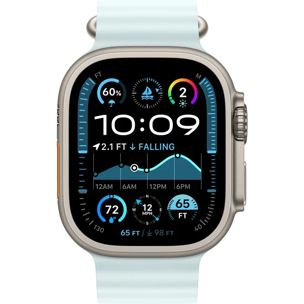 Apple Watch 49/46/45/44mm prodloužení ledově modrého oceánského řemínku s přírodním titanem - Řemínky - Obrázek Y3S7000K01