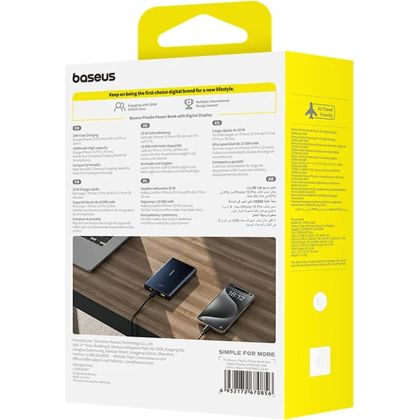 Baseus PicoGo powerbanka 10000mAh 20W USB-C černá - Powerbanky - Obrázek Y4AE000N01