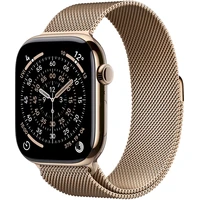 Apple Watch Series 11 Cellular (46mm) Zlatý titan se zlatým milánským tahem S/M - Chytré hodinky