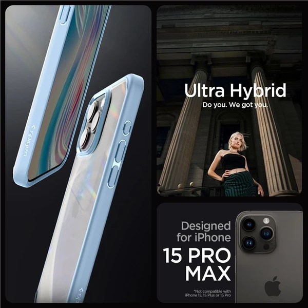 Spigen Crystal Hybrid kryt iPhone 15 Pro Max modrý - Pouzdra - Obrázek Y4Z8000601