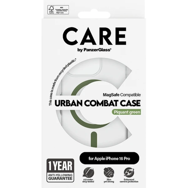 PanzerGlass® CARE kryt Apple iPhone 16 Pro MagSafe Urban Combat čirý/zelený - Pouzdra - Obrázek Y508000P01